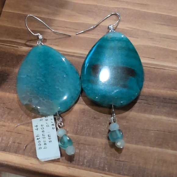 Handmade Jewelry - Handmade Teal Drop Earrings